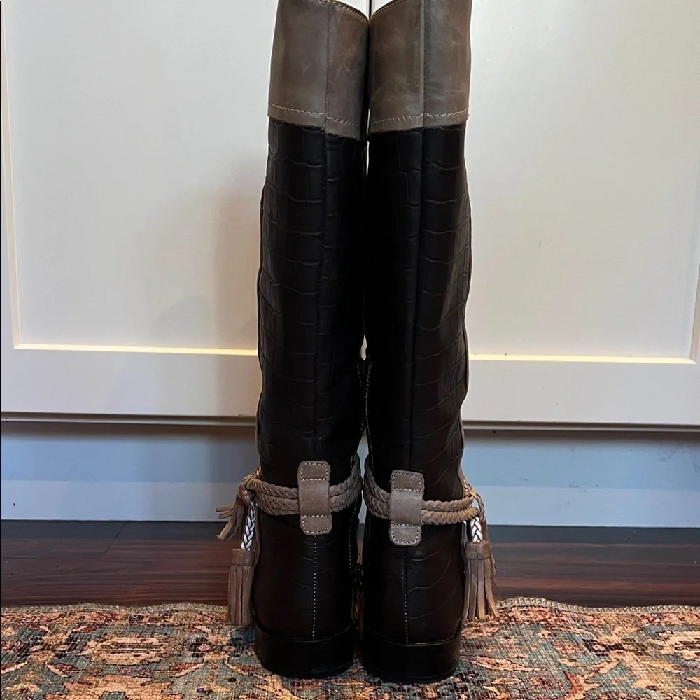 Fabianelli Tan Brown Italian Leather Boots Knee-high Boots Size EU37